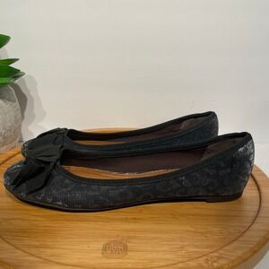 Santa Lolla Black Glitter Coquette Ballet Flat Women’s 8B Dressy Slip On Preppy